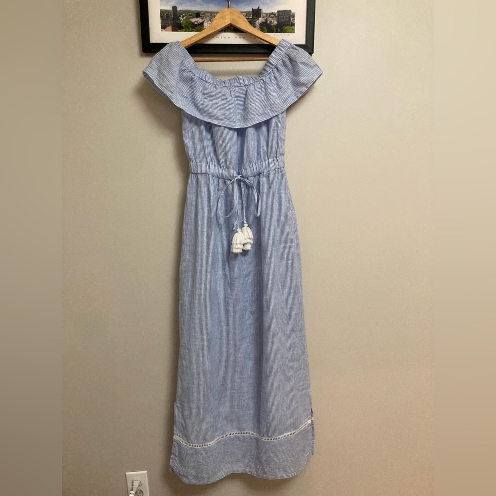 Linen Striped Maxi Dress